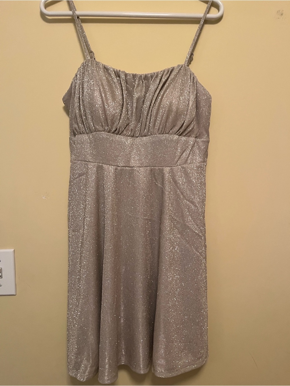 Francesca's Collections Shimmery Silver Spaghetti-Strap Mini Dress